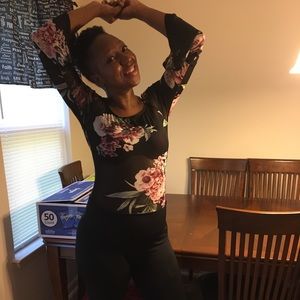 Flower Embellished Tulle Bodysuit